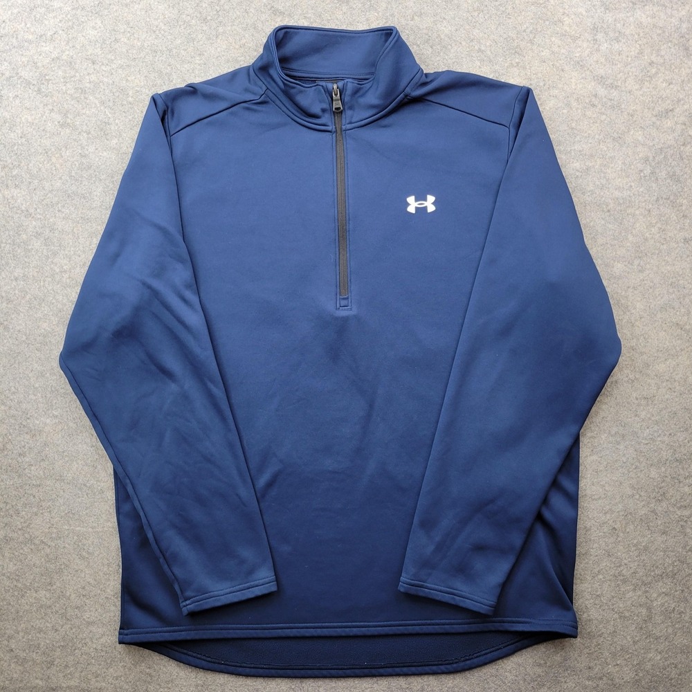 Under Armour Pullover Mens‎ XL Blue 1/4 Zip Long Sleeve Fleece Athletic Coldgear